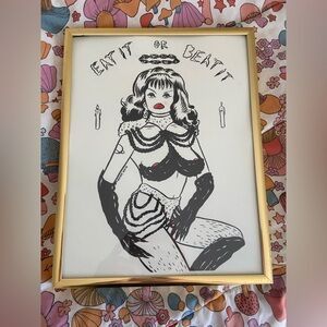 Penelope Gazin Limited Gold Framed Print - Eat it or Beat it